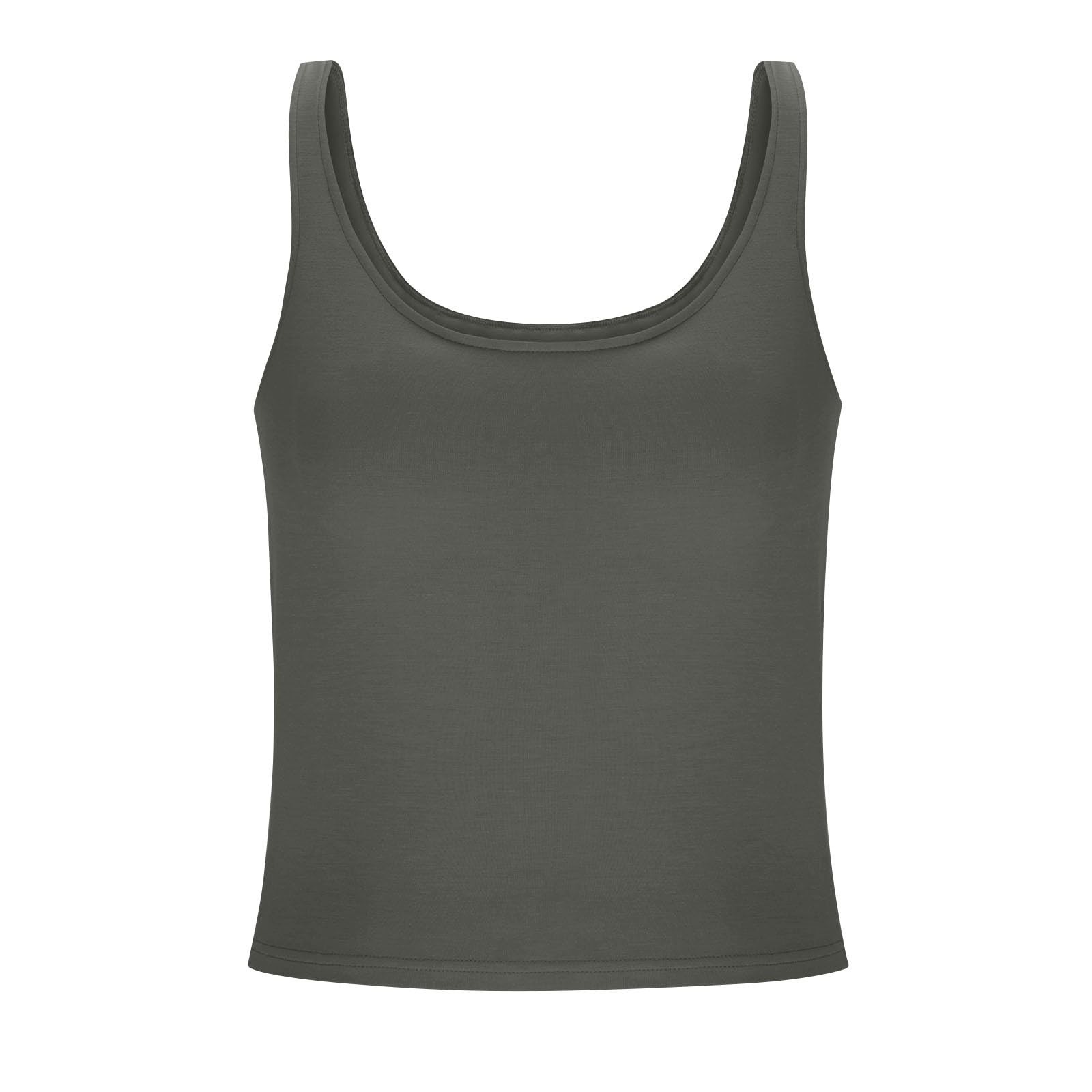 thumbnail image 5 of Camiseta sin mangas con cuello cuadrado para mujer - Camiseta elástica con sujetador incorporado para hacer ejercicio y para el día a día, 5 of 5